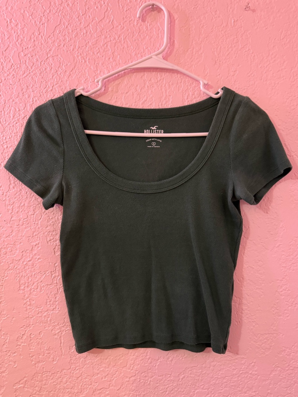 Hollister Olive Green Ribbed Scoop Baby Tee